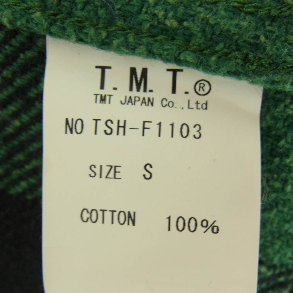 TMT ティーエムティー TSH-F1103 チェック柄 ボタンダウン コットン 長袖 シャツ グリーン系 S【中古】