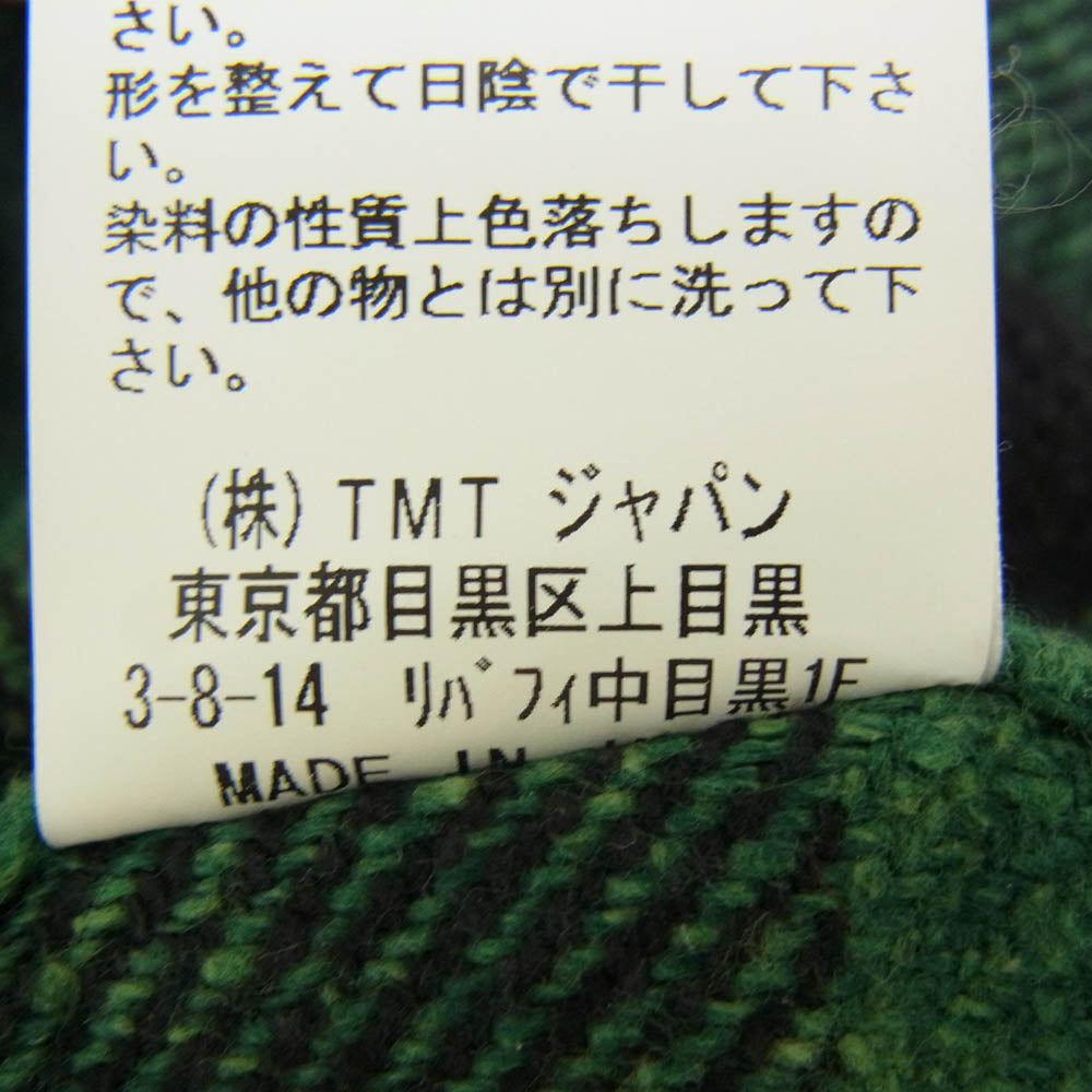 TMT ティーエムティー TSH-F1103 チェック柄 ボタンダウン コットン 長袖 シャツ グリーン系 S【中古】