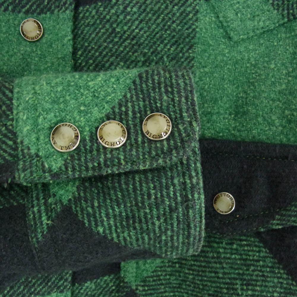 TMT ティーエムティー TSH-F1103 チェック柄 ボタンダウン コットン 長袖 シャツ グリーン系 S【中古】