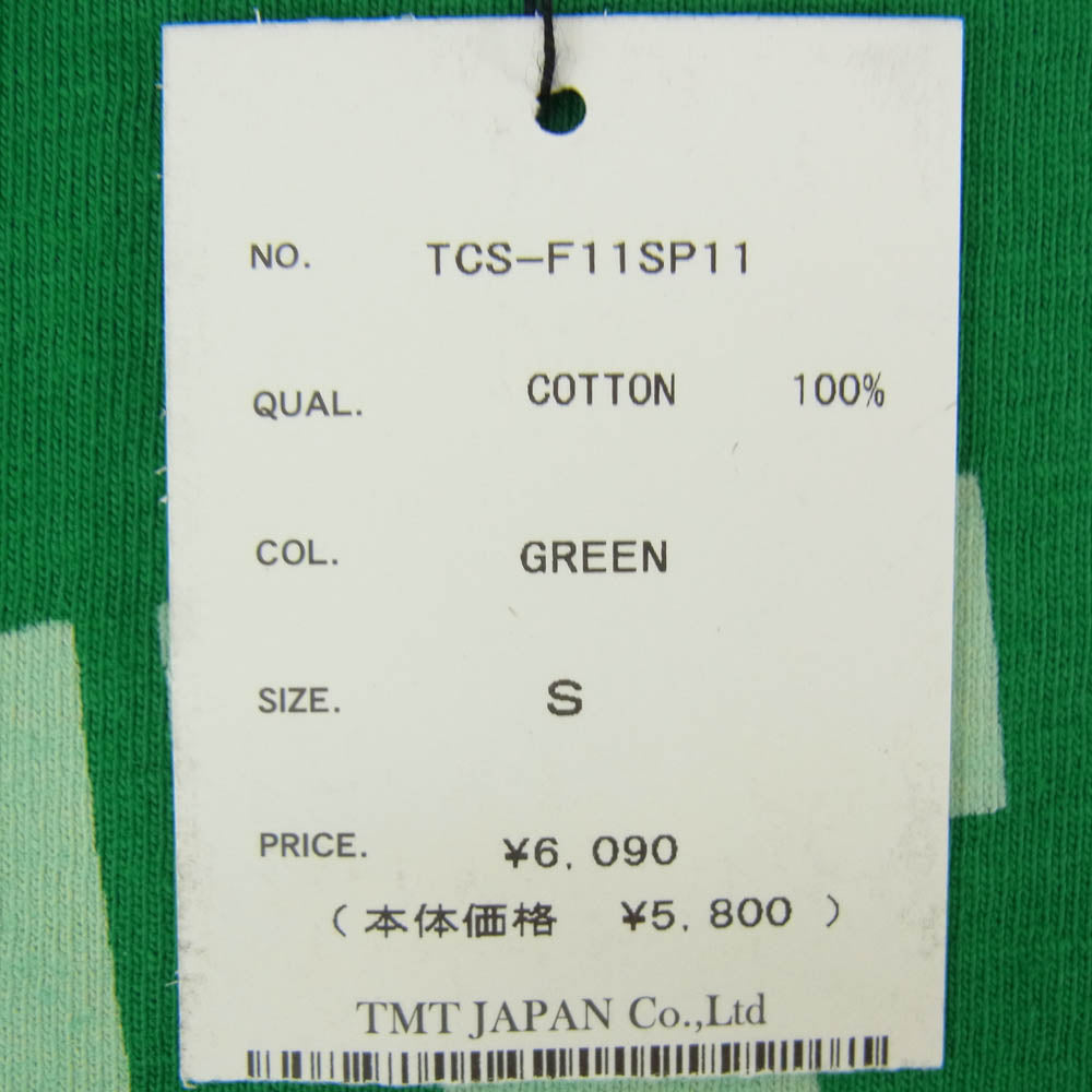 TMT ティーエムティー TCS-F11SP11 TMT YOURS ロゴ コットン 半袖 Tシャツ グリーン系 S【新古品】【未使用】【中古】