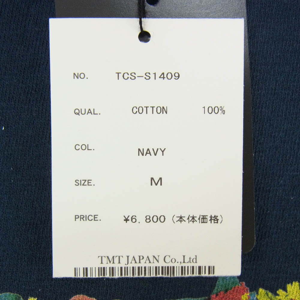 TMT ティーエムティー TCS-S1409 TMT 花柄 ロゴ コットン 半袖 Tシャツ ネイビー系 M【新古品】【未使用】【中古】