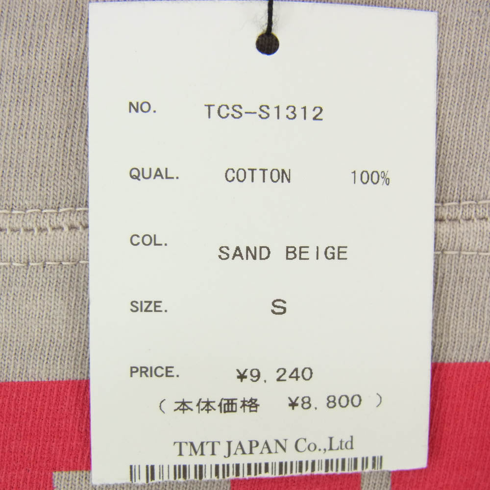 TMT ティーエムティー TCS-S1312 SURFIN’ TMT トリコロール ロゴ コットン 半袖 Tシャツ サンドベージュ S【新古品】【未使用】【中古】