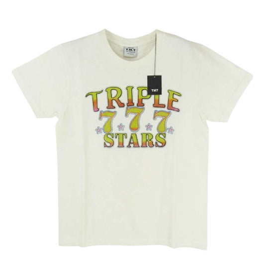 TMT ティーエムティー TST-F10SP04 TRIPLE 777 STARS ロゴ コットン 半袖 Tシャツ オフホワイト系 M【新古品】【未使用】【中古】