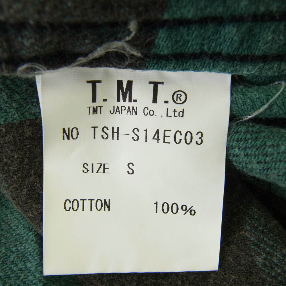 TMT ティーエムティー TSH-S14EC03 チェック柄 ボタンダウン コットン 長袖 シャツ グリーン ブラック系 グリーン系 S【極上美品】【中古】