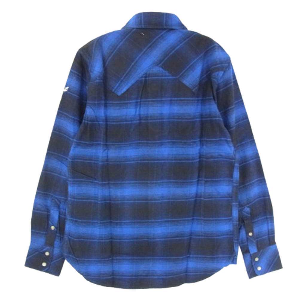 TMT ティーエムティー TSH-F14SP10 オンブレチェック柄 ボタンダウン コットン 長袖 シャツ ブルー系 S【新古品】【未使用】【中古】