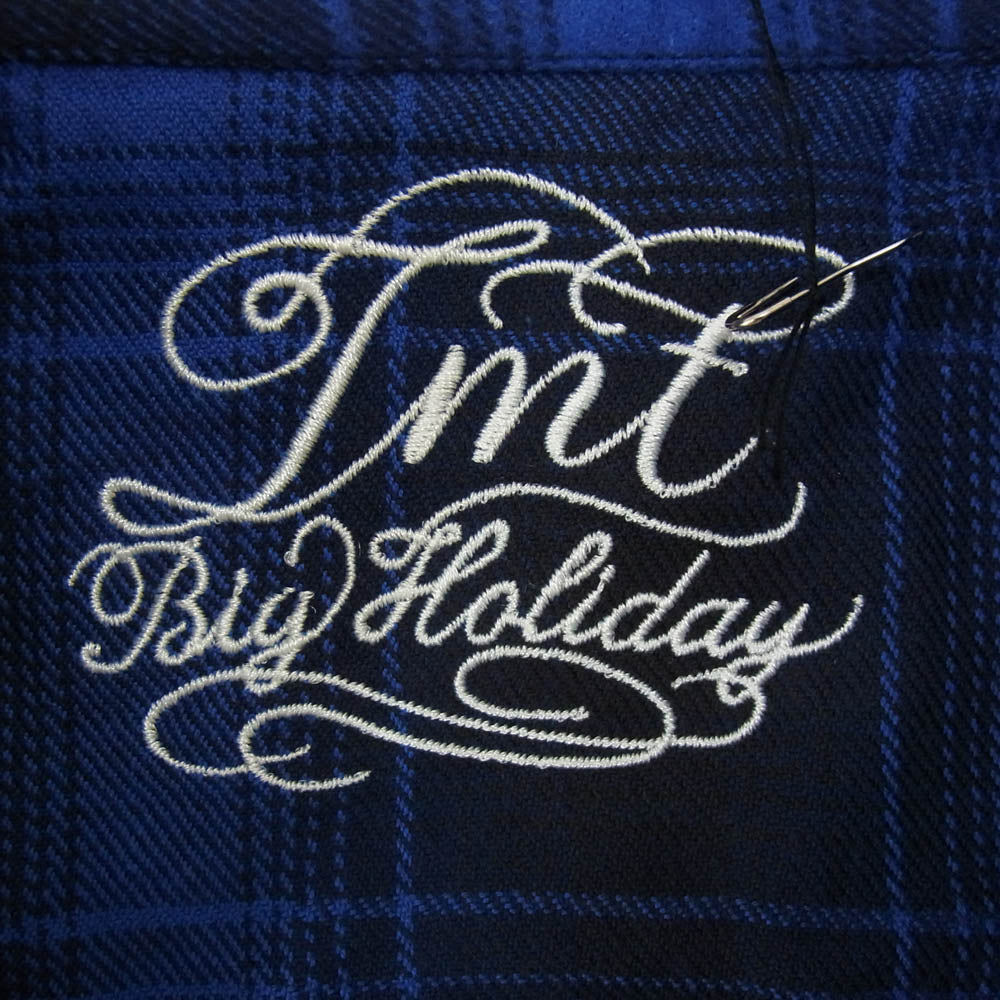 TMT ティーエムティー TSH-F14SP10 オンブレチェック柄 ボタンダウン コットン 長袖 シャツ ブルー系 S【新古品】【未使用】【中古】