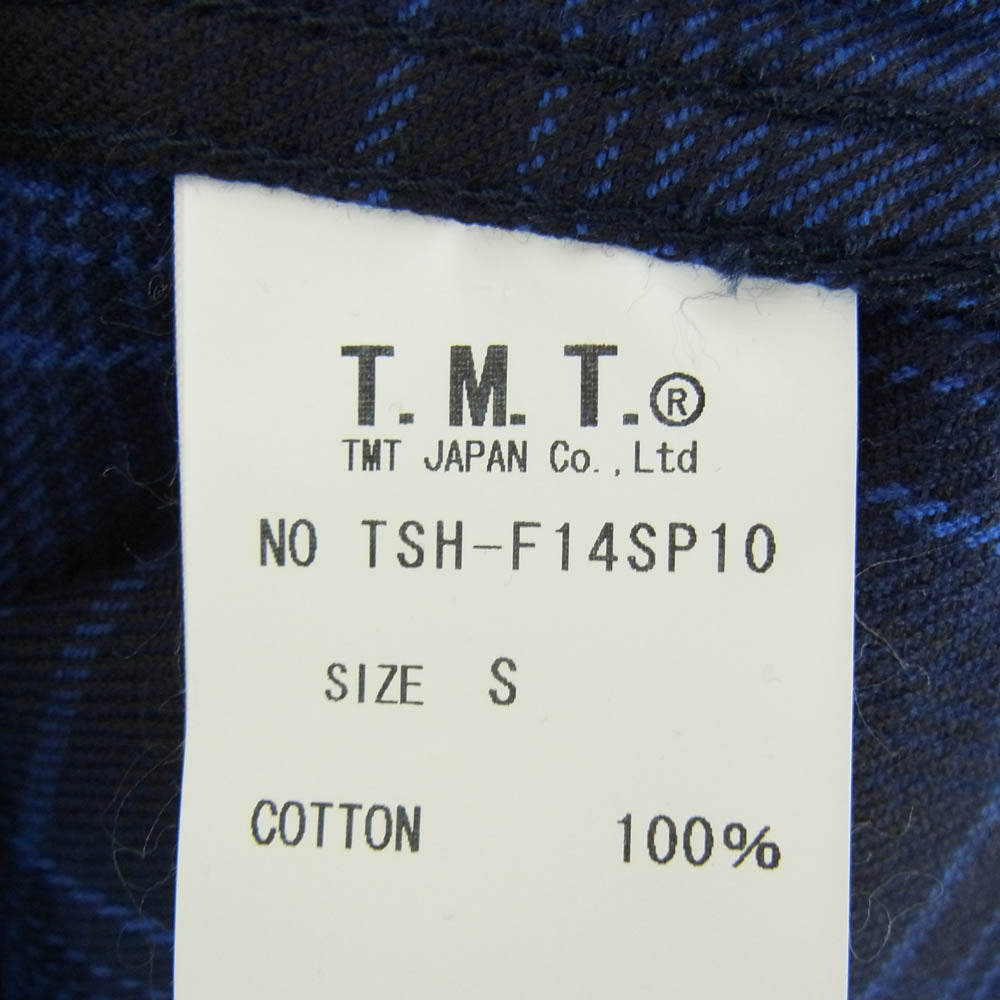 TMT ティーエムティー TSH-F14SP10 オンブレチェック柄 ボタンダウン コットン 長袖 シャツ ブルー系 S【新古品】【未使用】【中古】