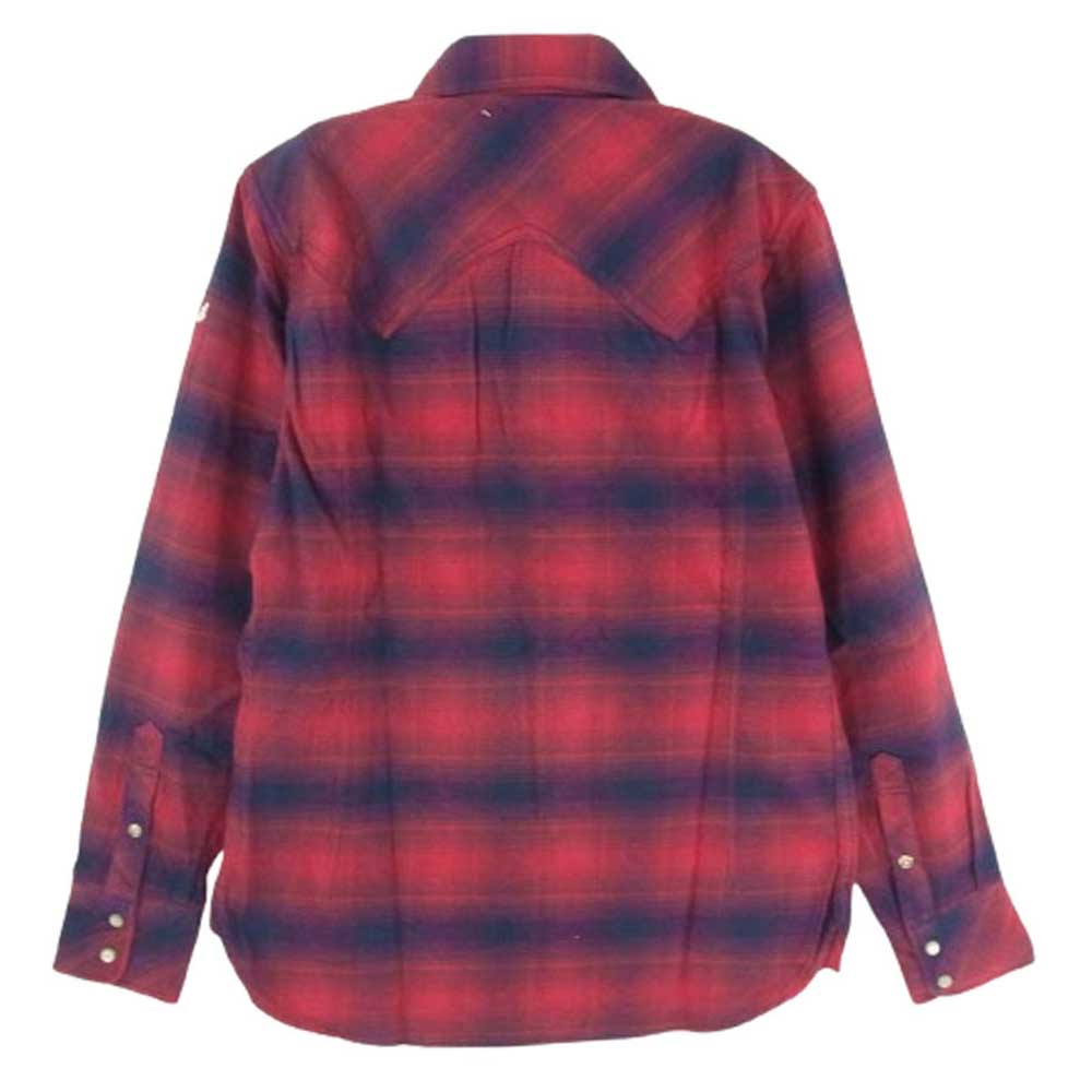 TMT ティーエムティー TSH-F14SP10 オンブレチェック柄 ボタンダウン コットン 長袖 シャツ レッド系 S【新古品】【未使用】【中古】