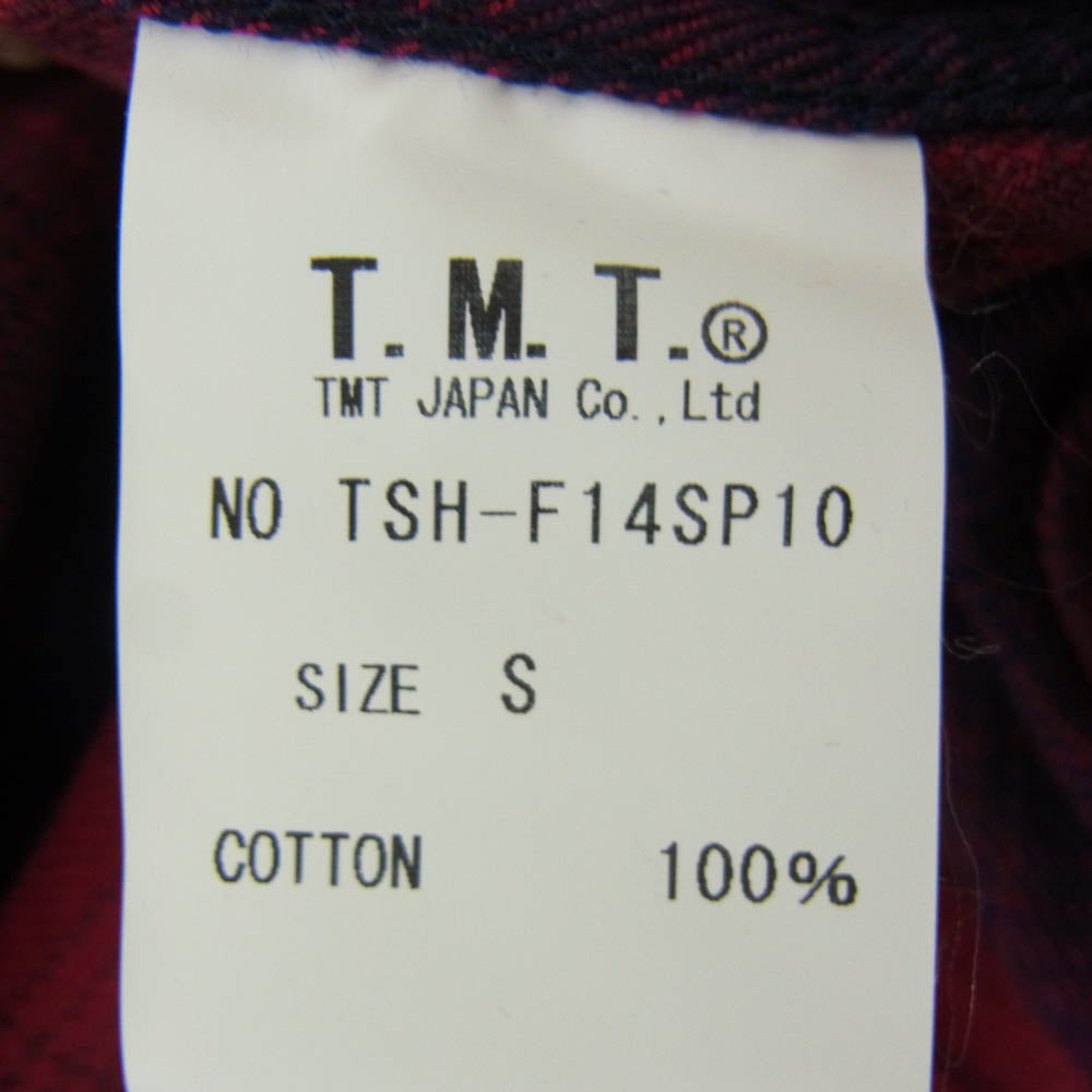 TMT ティーエムティー TSH-F14SP10 オンブレチェック柄 ボタンダウン コットン 長袖 シャツ レッド系 S【新古品】【未使用】【中古】
