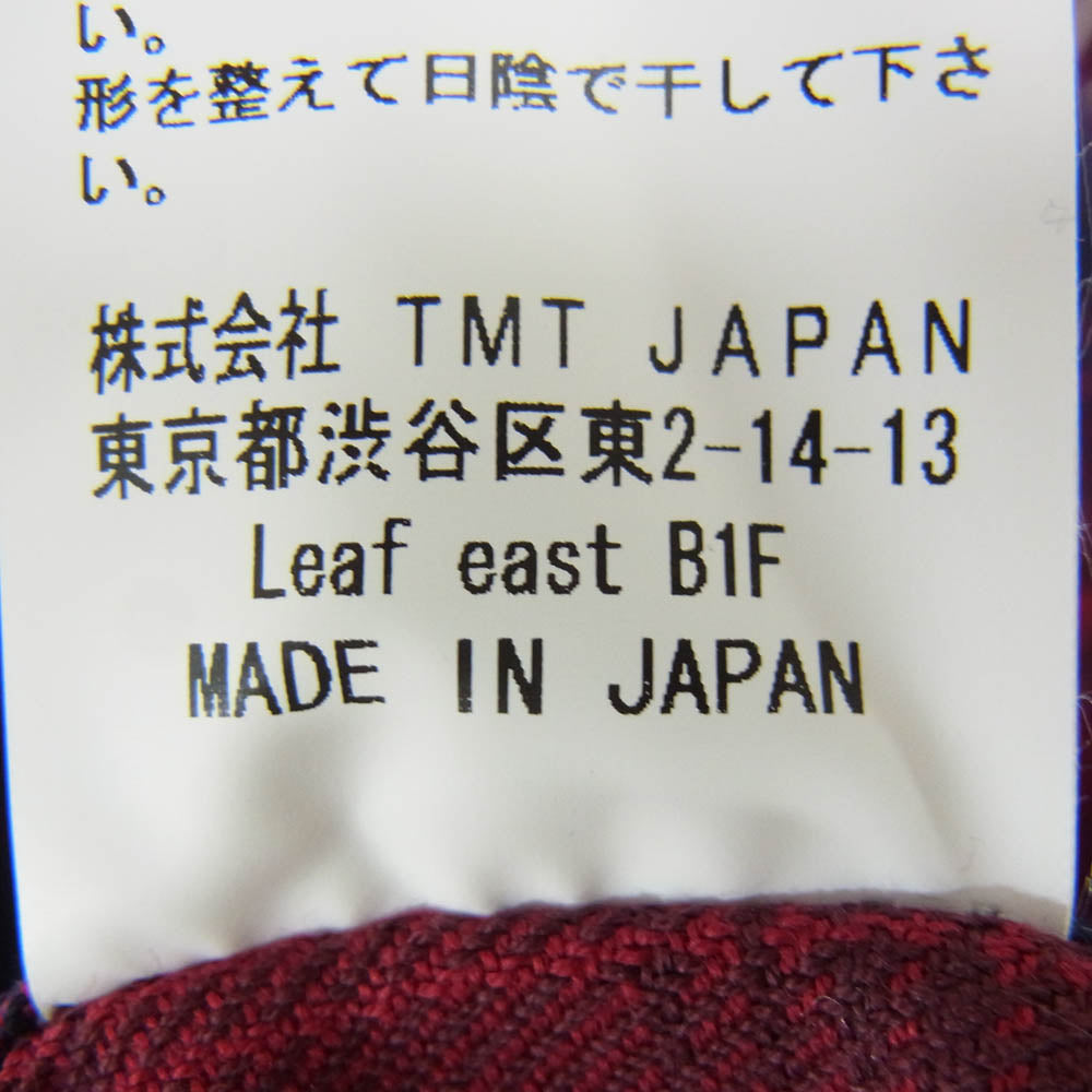 TMT ティーエムティー TSH-F14SP10 オンブレチェック柄 ボタンダウン コットン 長袖 シャツ レッド系 S【新古品】【未使用】【中古】