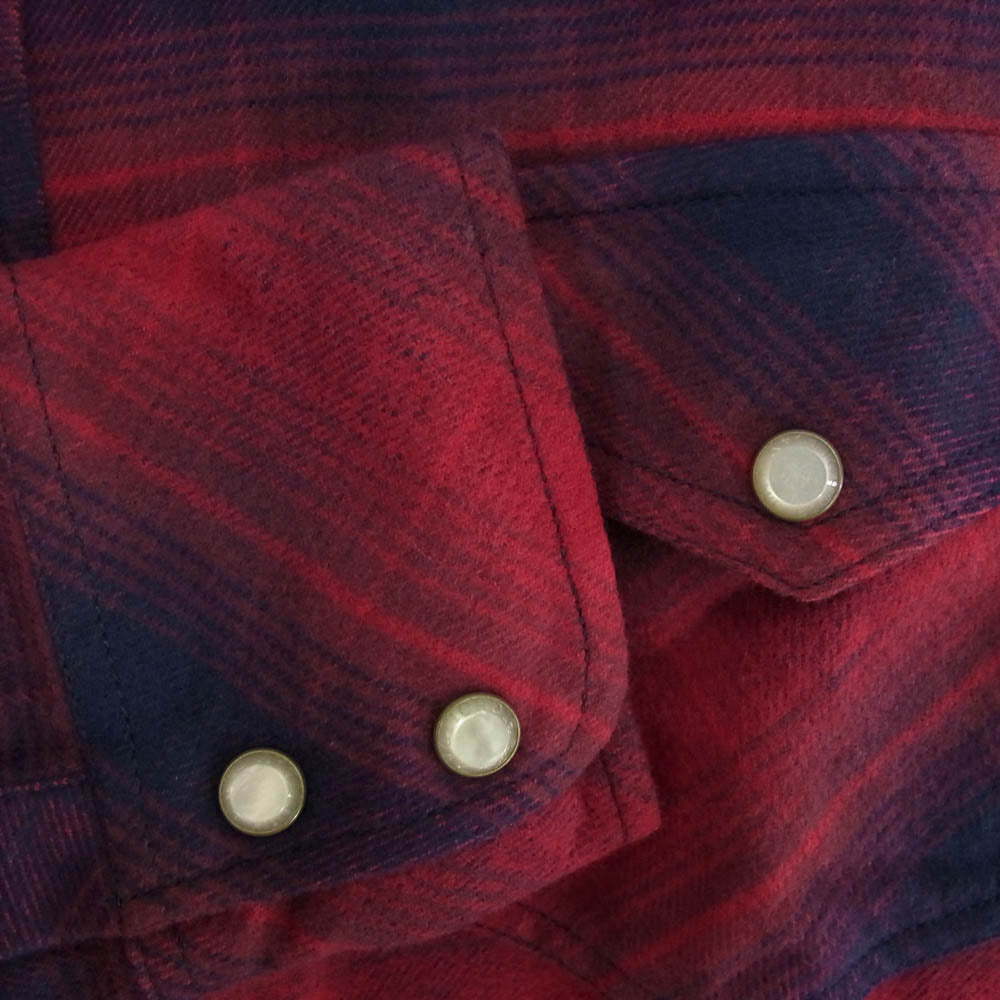 TMT ティーエムティー TSH-F14SP10 オンブレチェック柄 ボタンダウン コットン 長袖 シャツ レッド系 S【新古品】【未使用】【中古】