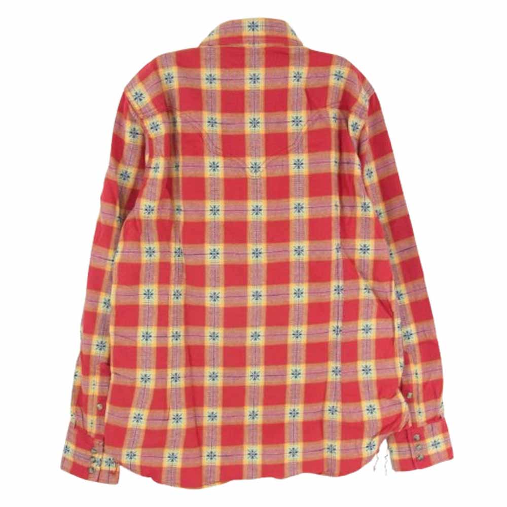 TMT ティーエムティー TSH-S13SP70 ノルディック柄 チェック柄 コットン 長袖 シャツ レッド系 S【新古品】【未使用】【中古】