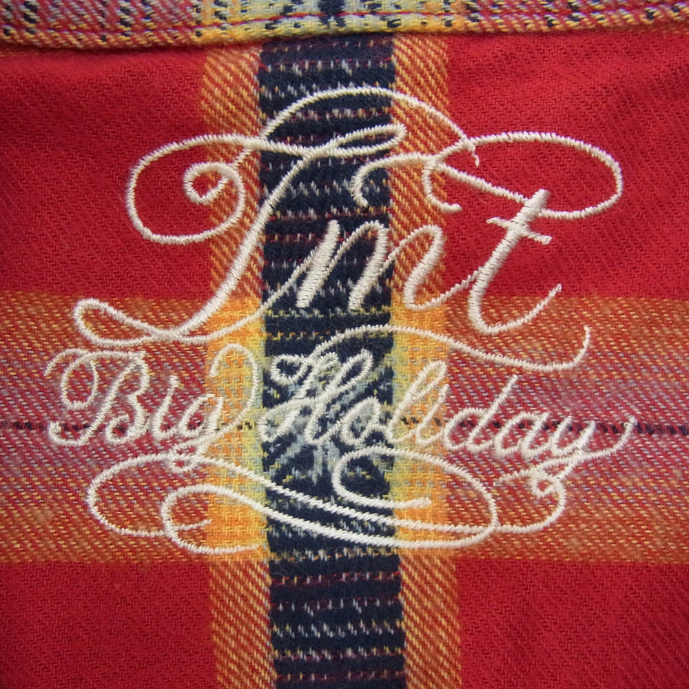 TMT ティーエムティー TSH-S13SP70 ノルディック柄 チェック柄 コットン 長袖 シャツ レッド系 S【新古品】【未使用】【中古】