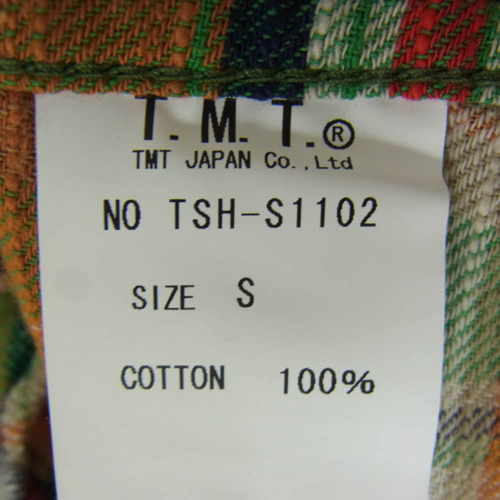 TMT ティーエムティー TSH-S1102 マルチカラー チェック柄 フランネル コットン 長袖 シャツ オレンジ系 S【極上美品】【中古】