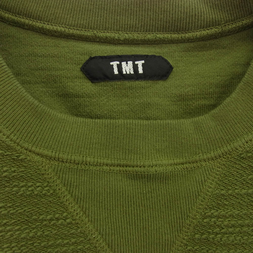 TMT ティーエムティー 袖 ロゴ プリント コットン 長袖 Tシャツ カーキ系 S【新古品】【未使用】【中古】