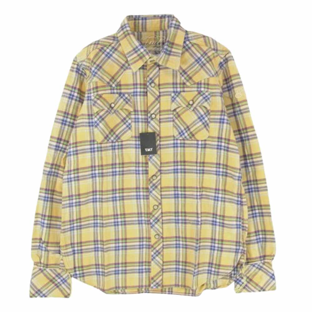 TMT ティーエムティー TSH-F1303 マルチカラー チェック柄 フランネル コットン 長袖 シャツ イエロー系 S【新古品】【未使用】【中古】