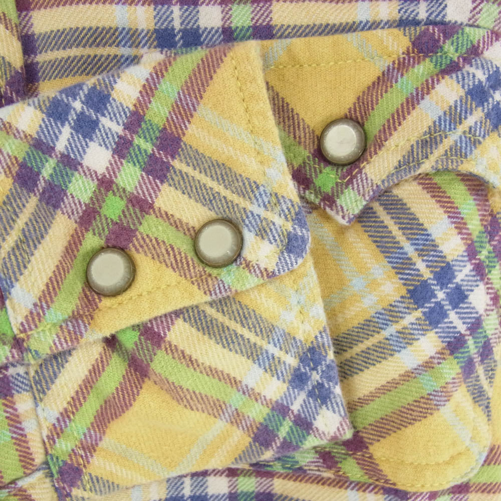 TMT ティーエムティー TSH-F1303 マルチカラー チェック柄 フランネル コットン 長袖 シャツ イエロー系 S【新古品】【未使用】【中古】