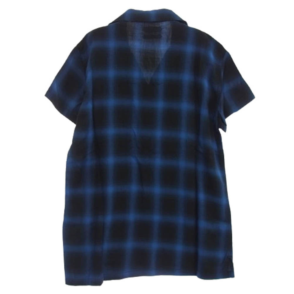 TMT ティーエムティー TSH-S18SP04 チェック柄 コットン 半袖 シャツ ブラック系 ブルー系 S【新古品】【未使用】【中古】