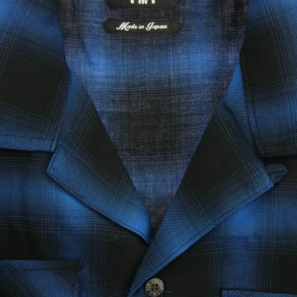 TMT ティーエムティー TSH-S18SP04 チェック柄 コットン 半袖 シャツ ブラック系 ブルー系 S【新古品】【未使用】【中古】