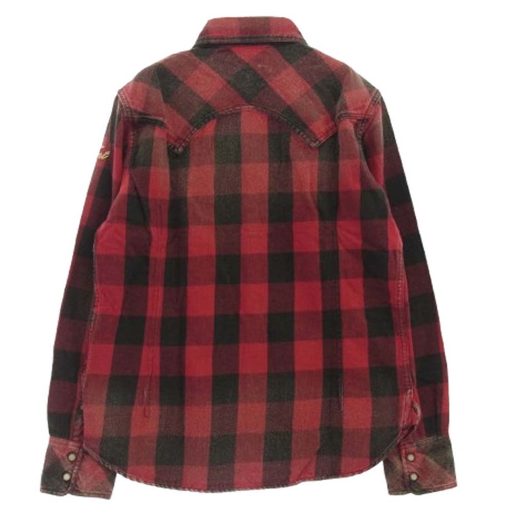 TMT ティーエムティー TSH-S14EC03 チェック柄 ボタンダウン コットン 長袖 シャツ レッド ブラック系 レッド系 S【美品】【中古】