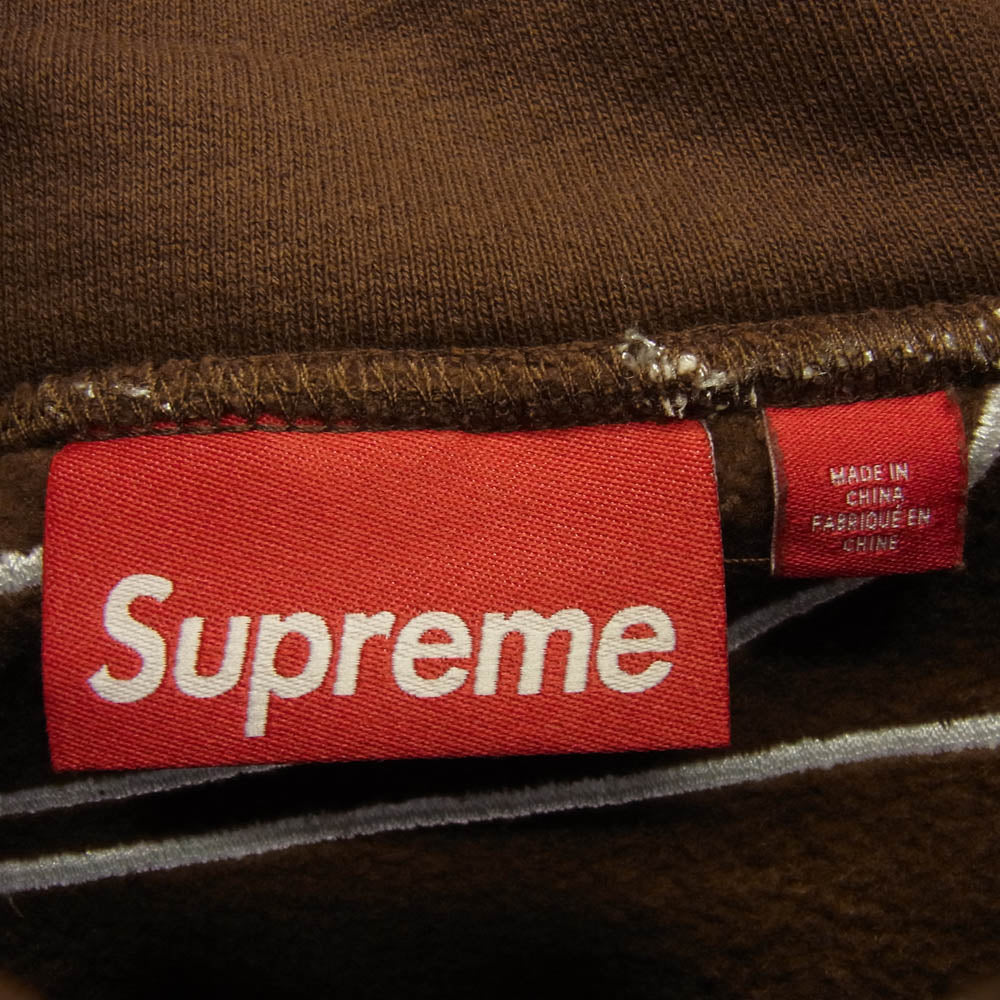Supreme シュプリーム 24AW Satin Applique Hooded Sweatshirt サテン アップリケ フーデッド スウェットシャツ フーディ パーカー ブラウン系 XL【中古】