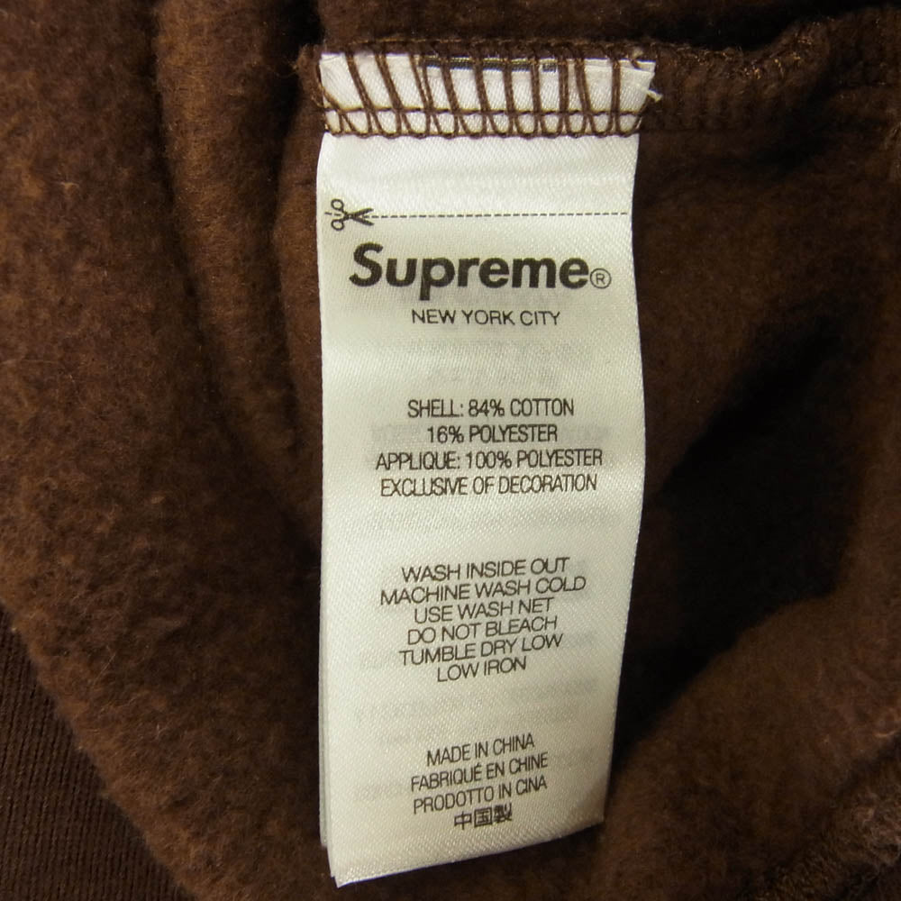 Supreme シュプリーム 24AW Satin Applique Hooded Sweatshirt サテン アップリケ フーデッド スウェットシャツ フーディ パーカー ブラウン系 XL【中古】