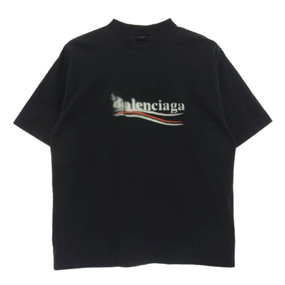 BALENCIAGA バレンシアガ 764235 TQVI5 Political Stencil T-shirt キャンペーンロゴプリント Tシャツ 半袖カットソー ダークグレー系 L【中古】
