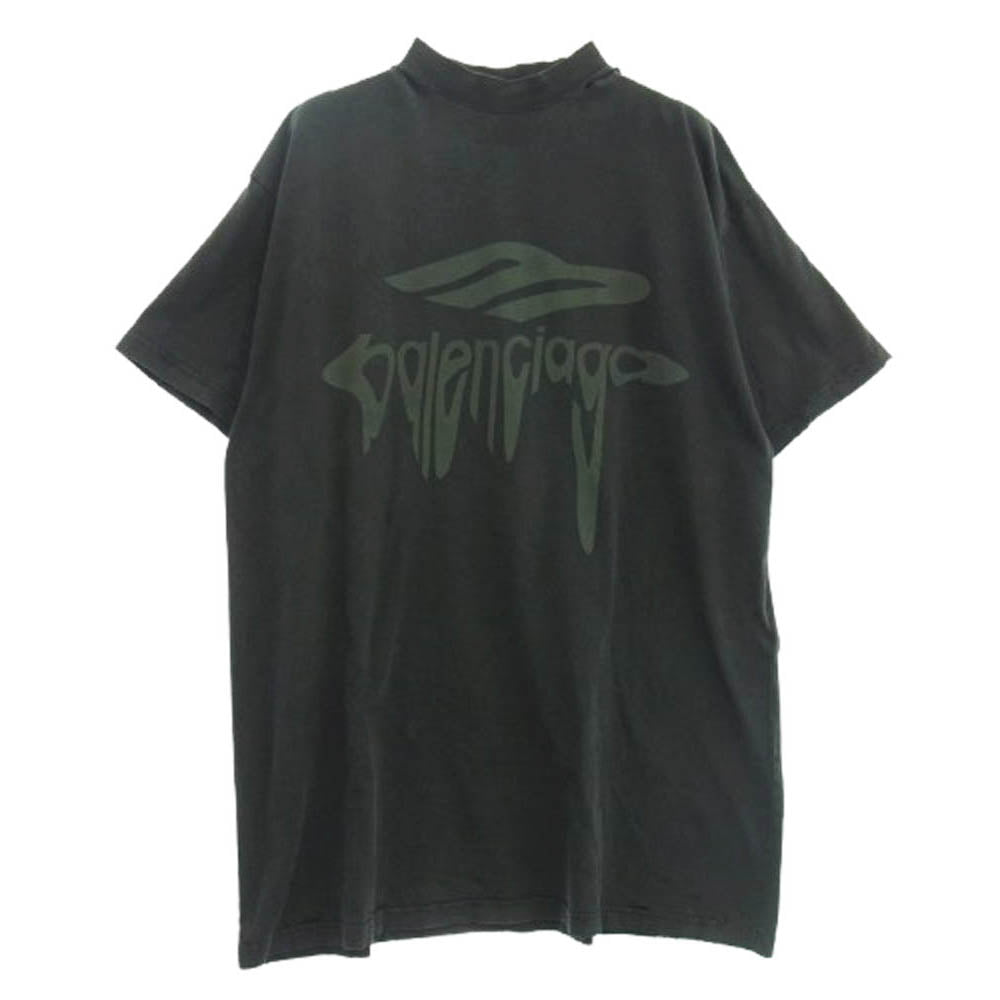 BALENCIAGA バレンシアガ 25SS 787349 TRVS8 Liquefied T-Shirt Oversized リキファイド ロゴ オーバーサイズ Tシャツ 半袖カットソー ダークグレー系 L【中古】