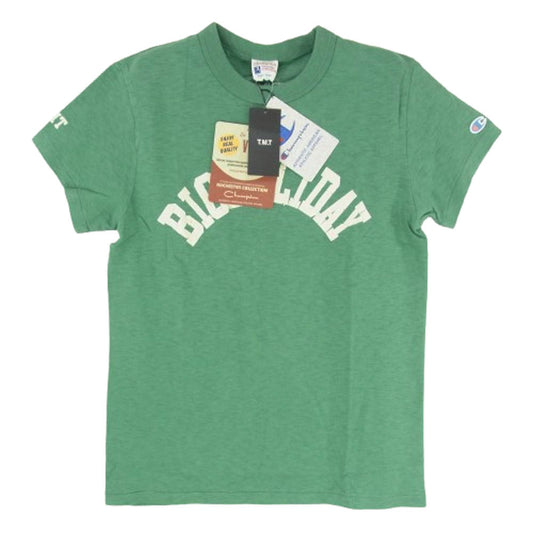 Champion チャンピオン × TMT ティーエムティー プリント Tシャツ 半袖カットソー グリーン系 S【新古品】【未使用】【中古】