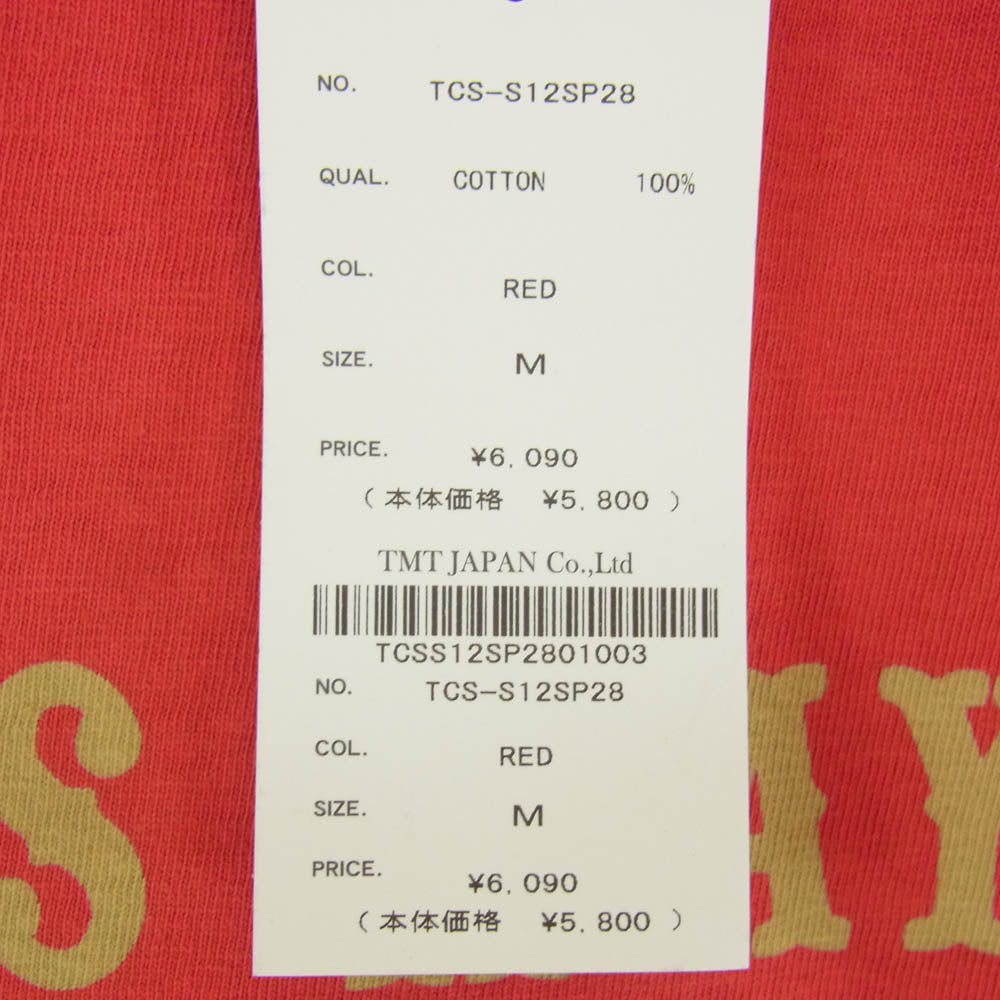 TMT ティーエムティー TCS-S12SP28 フロントプリント 半袖 Tシャツ レッド系 M【新古品】【未使用】【中古】