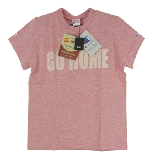 Champion チャンピオン C8-B302 × TMT ティーエムティー GO HOME プリント Tシャツ 半袖カットソー ヘザーレッド S【新古品】【未使用】【中古】