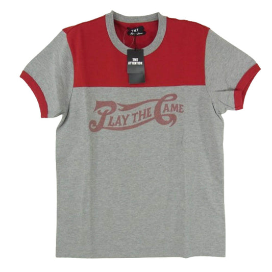 TMT ティーエムティー TCS-S18SP01 FOOTBALL JERSEY フロントプリント コットン 半袖 フットボール Tシャツ グレー系 レッド系 S【新古品】【未使用】【中古】