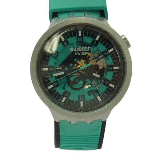 Swatch スウォッチ SB07S111 MINT TRIM クォーツ 腕時計 シルバー系 グリーンブルー系【中古】