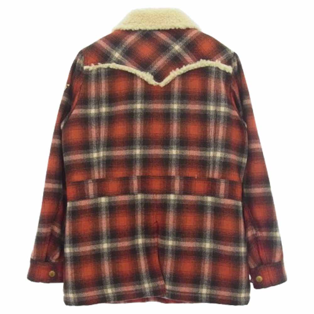 TMT ティーエムティー TJK-F1410 CHECK BOA LUNCH JACKET チェック ウール ボア ランチ ジャケット アウター ブルゾン コート レッド系 ブラック系 S【中古】