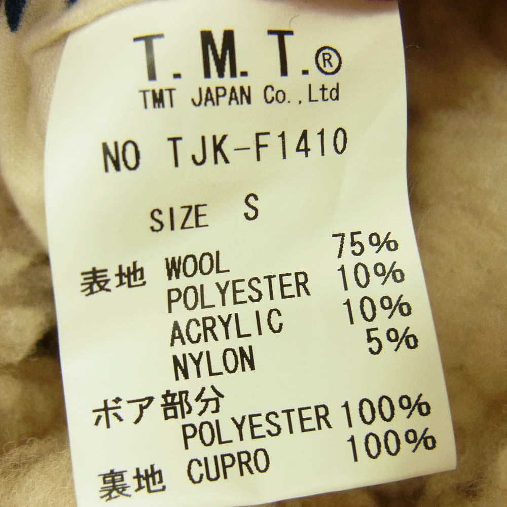 TMT ティーエムティー TJK-F1410 CHECK BOA LUNCH JACKET チェック ウール ボア ランチ ジャケット アウター ブルゾン コート レッド系 ブラック系 S【中古】