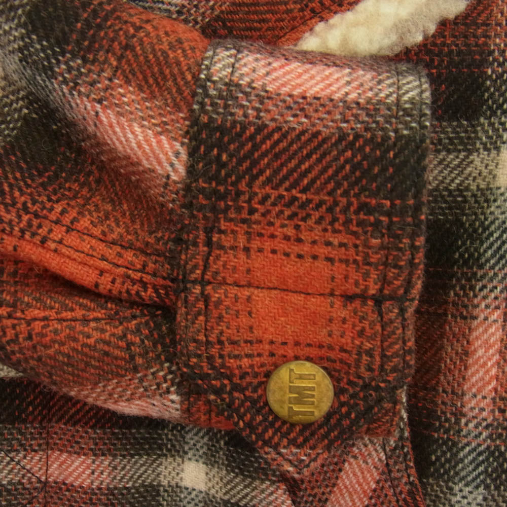 TMT ティーエムティー TJK-F1410 CHECK BOA LUNCH JACKET チェック ウール ボア ランチ ジャケット アウター ブルゾン コート レッド系 ブラック系 S【中古】