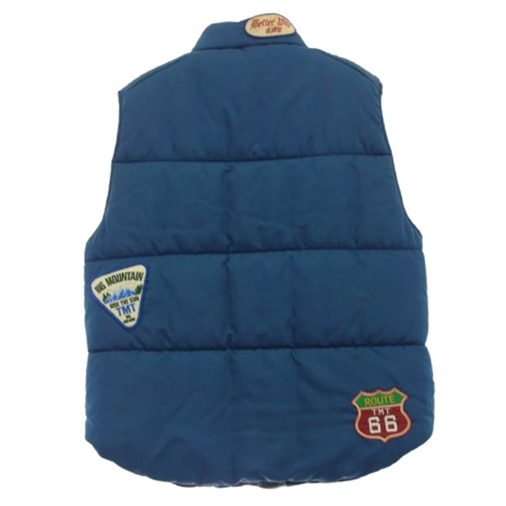 TMT ティーエムティー ワッペン付き リバーシブル チェック柄 中綿 ベスト ブルー系 マルチカラー系 S【中古】