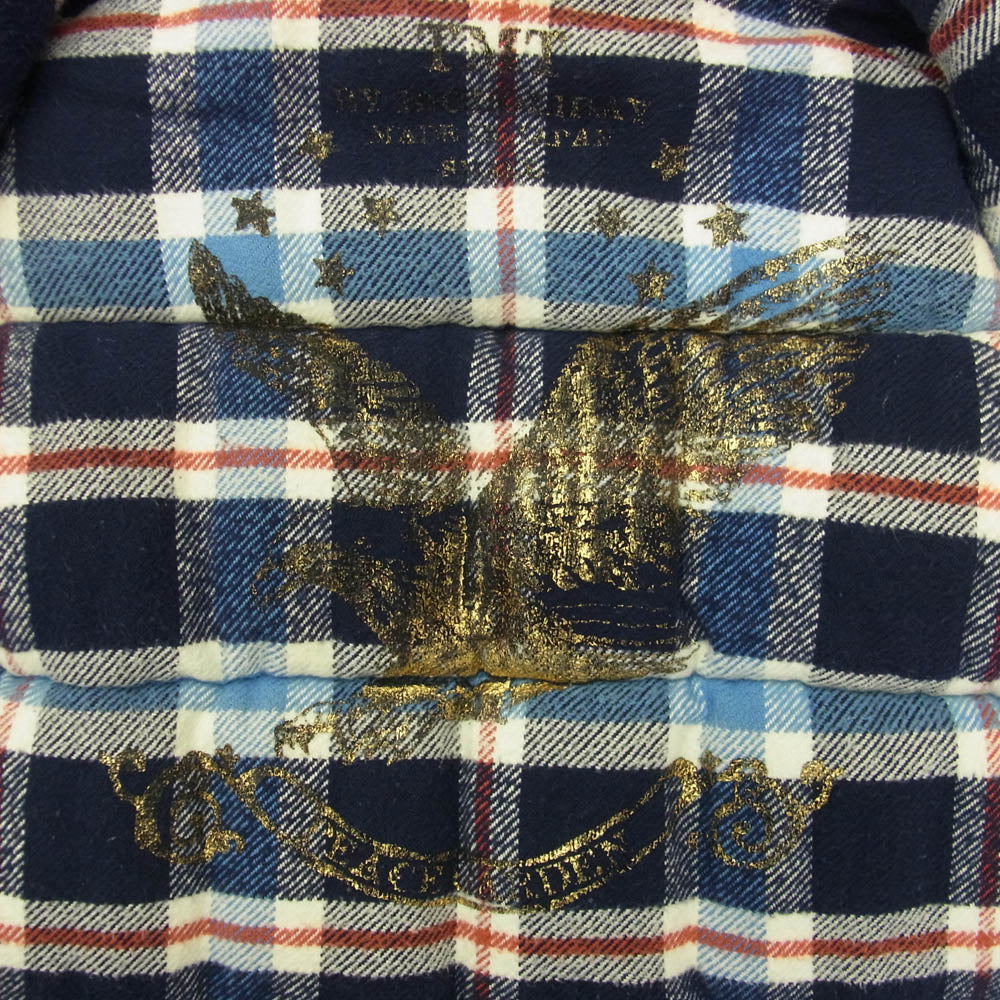 TMT ティーエムティー ワッペン付き リバーシブル チェック柄 中綿 ベスト ブルー系 マルチカラー系 S【中古】