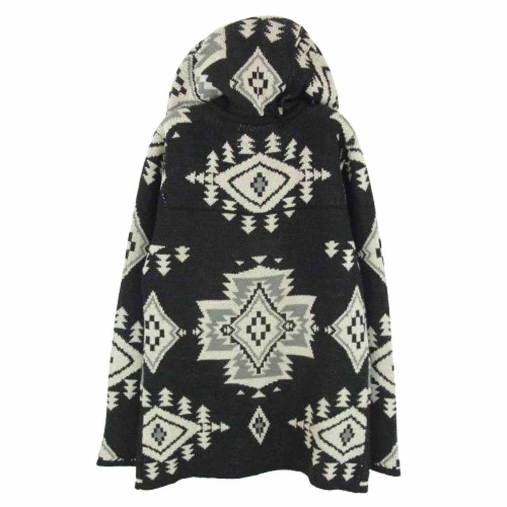 TMT ティーエムティー TKN-F1706 NATIVE JACQUARD KNIT DUFFEL COAT ニット コート ブラック系 S【美品】【中古】