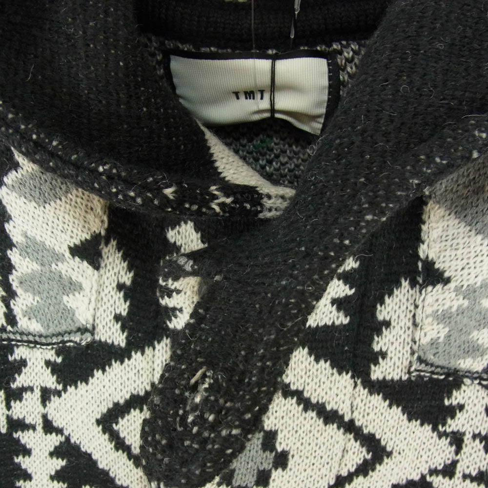 TMT ティーエムティー TKN-F1706 NATIVE JACQUARD KNIT DUFFEL COAT ニット コート ブラック系 S【美品】【中古】