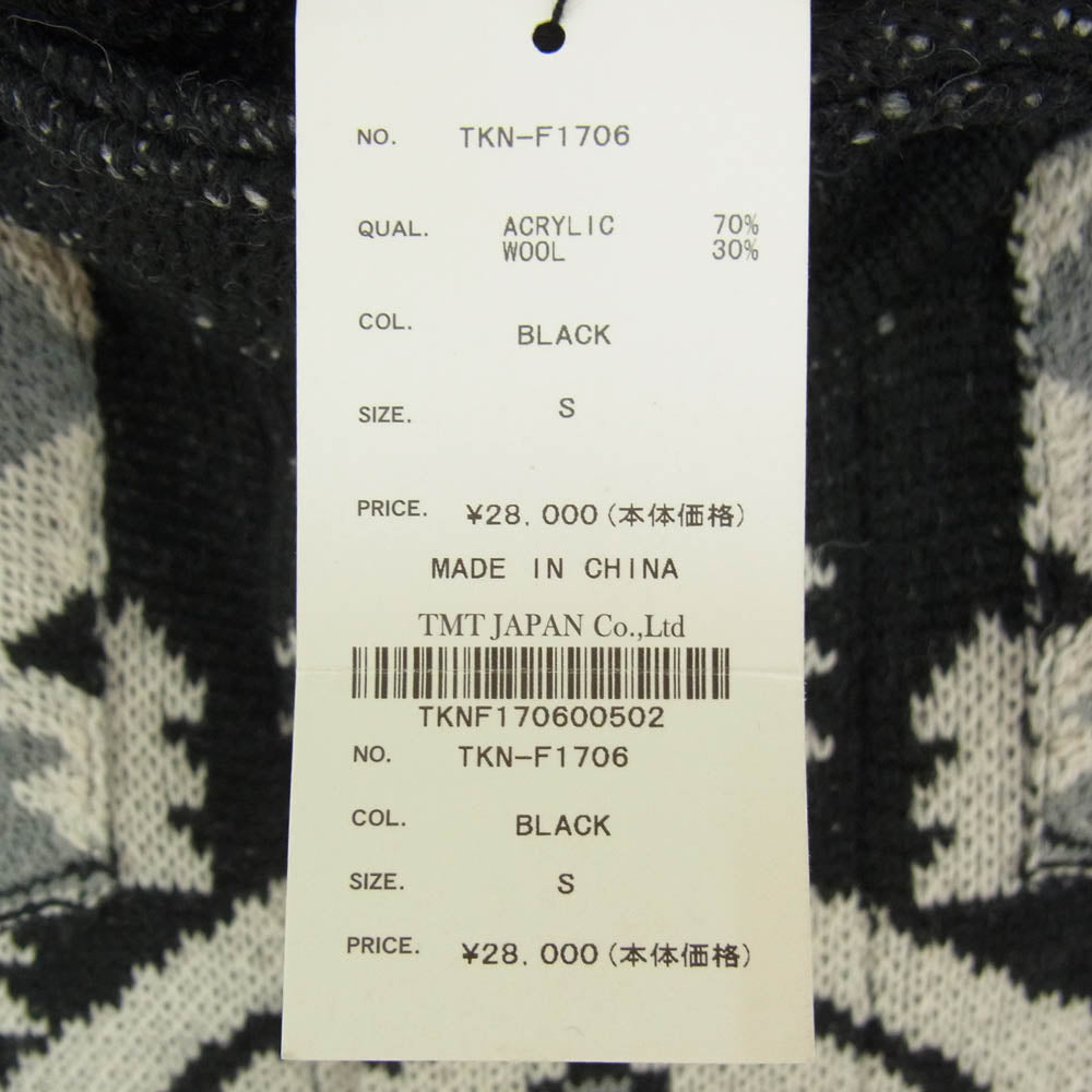 TMT ティーエムティー TKN-F1706 NATIVE JACQUARD KNIT DUFFEL COAT ニット コート ブラック系 S【美品】【中古】