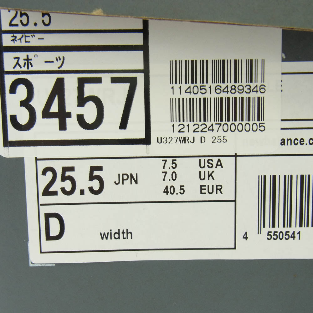 NEW BALANCE ニューバランス U327WRJ スウェード メッシュ ローカット スニーカー ネイビー系 25.5cm【中古】