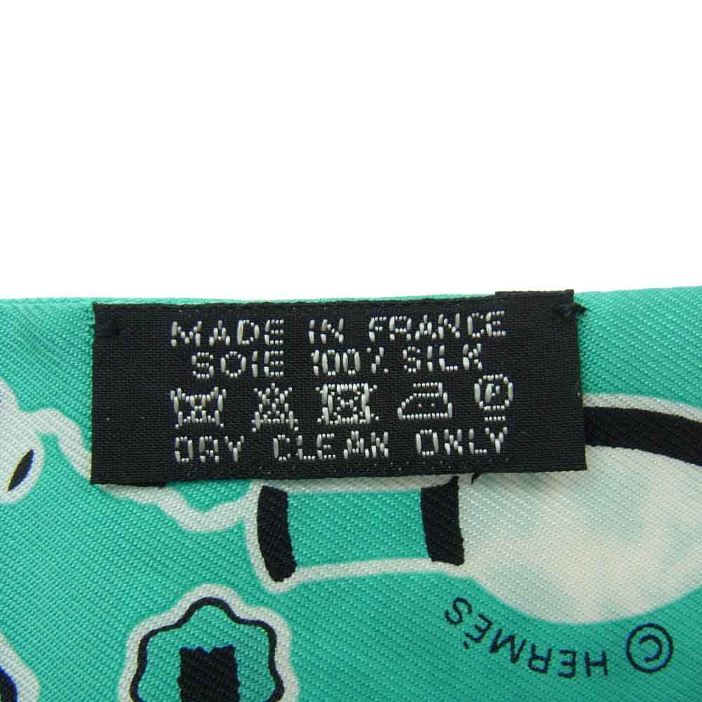 HERMES エルメス Les Flacons Bandana ツイリー スカーフ カーキ系 エメナルドグリーン系【中古】