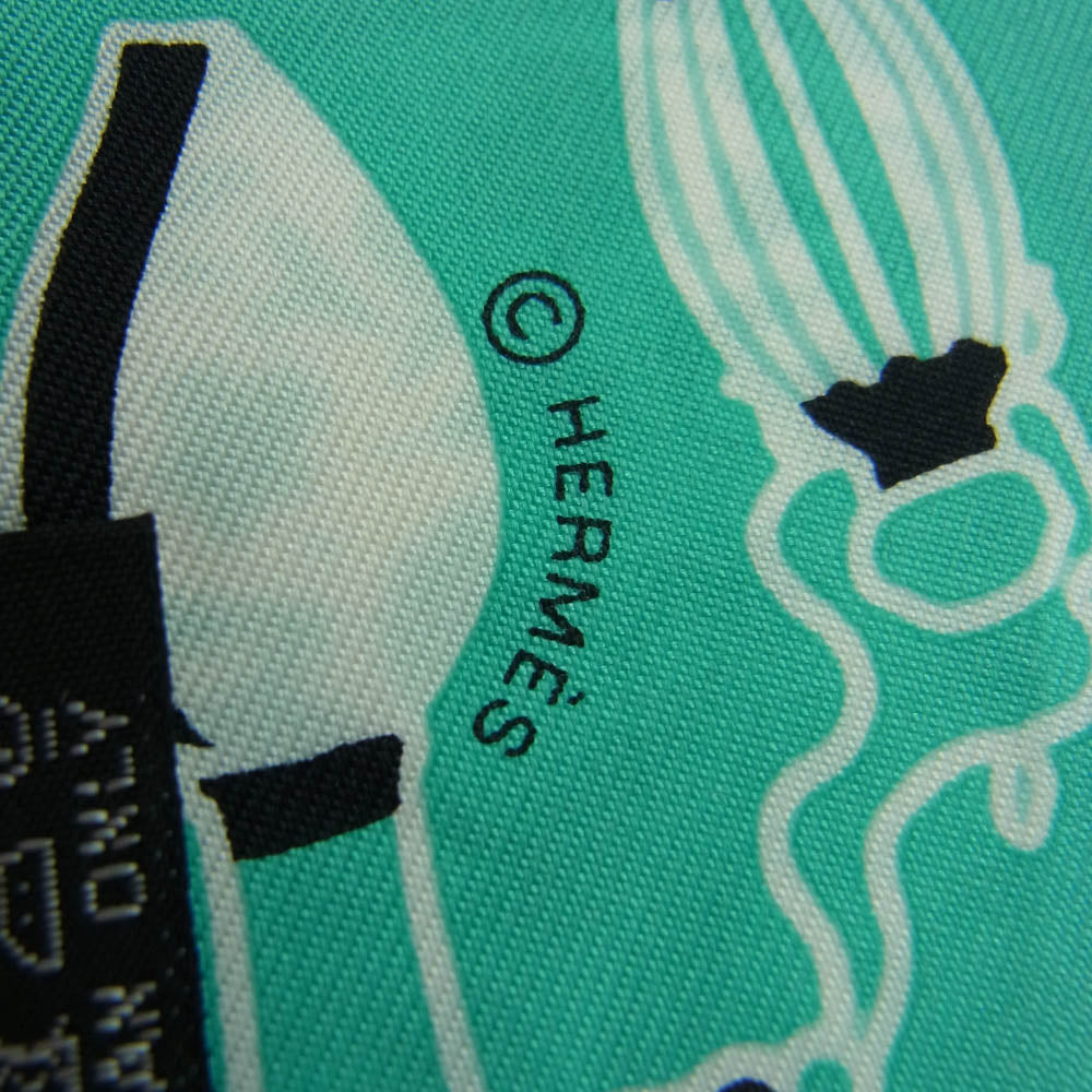 HERMES エルメス Les Flacons Bandana ツイリー スカーフ カーキ系 エメナルドグリーン系【中古】
