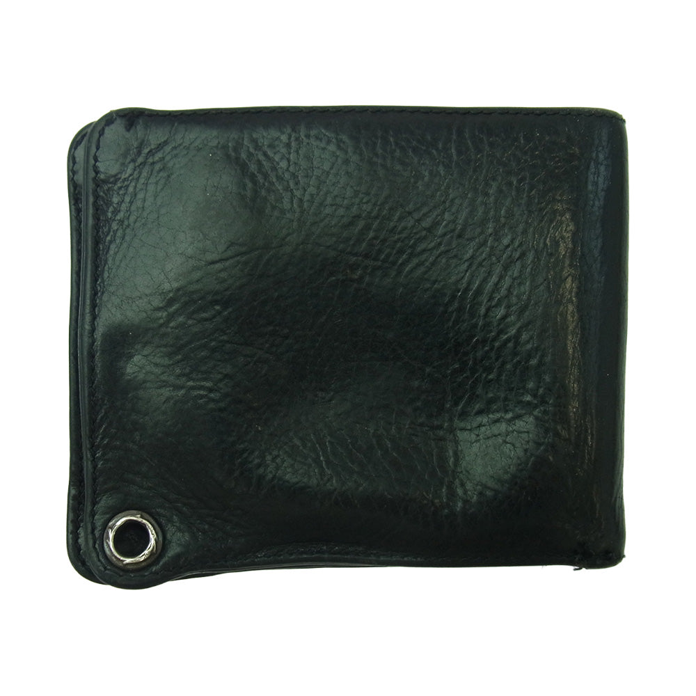 CHROME HEARTS クロムハーツ（原本無） 1SNAP 1スナップ クロスボール レザー ウォレット 二つ折り財布 ブラック系【中古】