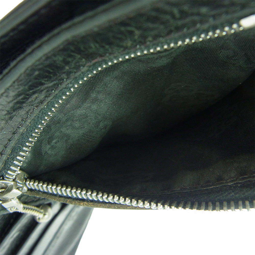 CHROME HEARTS クロムハーツ（原本無） 1SNAP 1スナップ クロスボール レザー ウォレット 二つ折り財布 ブラック系【中古】