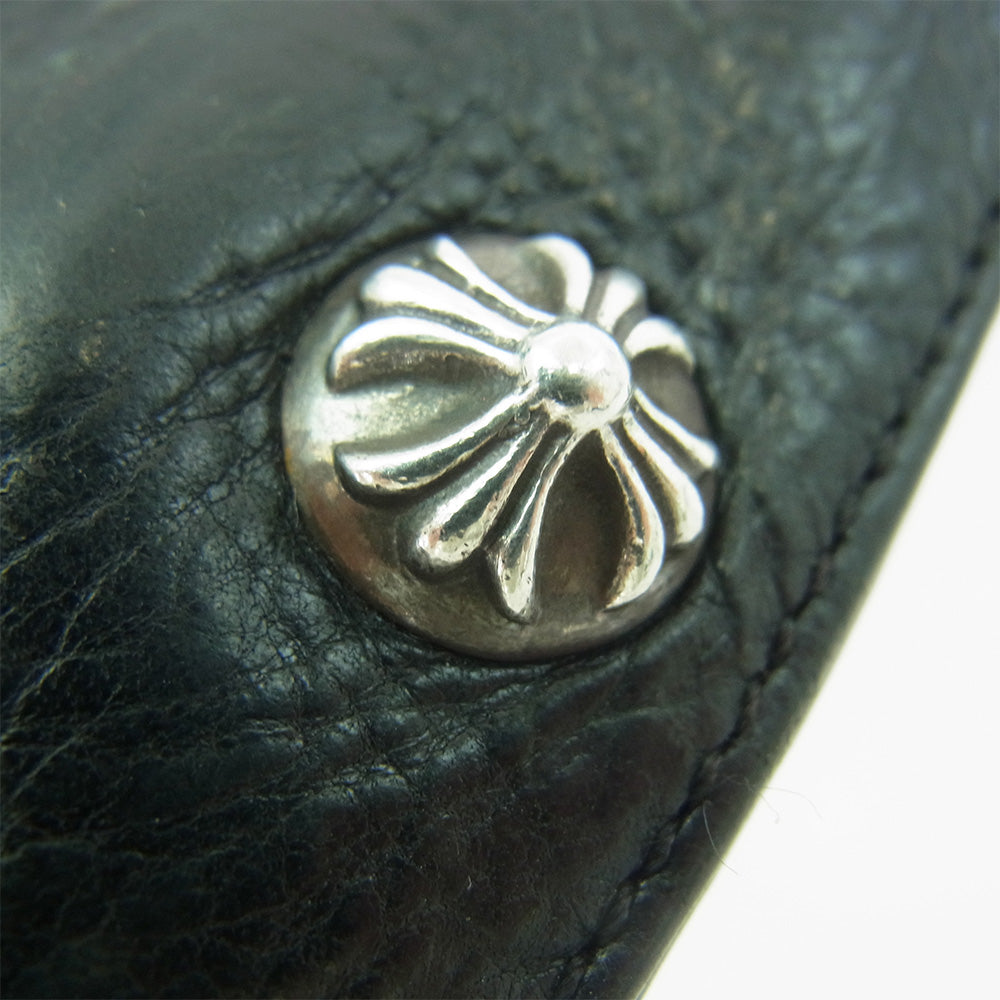 CHROME HEARTS クロムハーツ（原本無） 1SNAP 1スナップ クロスボール レザー ウォレット 二つ折り財布 ブラック系【中古】