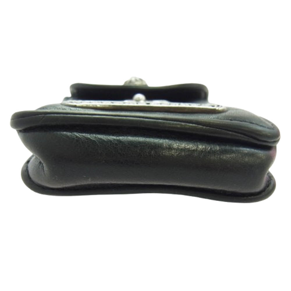 CHROME HEARTS クロムハーツ（原本無） スモールCHクロス クロスボール スクロールラベル シガレットケース レザー ポーチ ブラック ブラック系【中古】