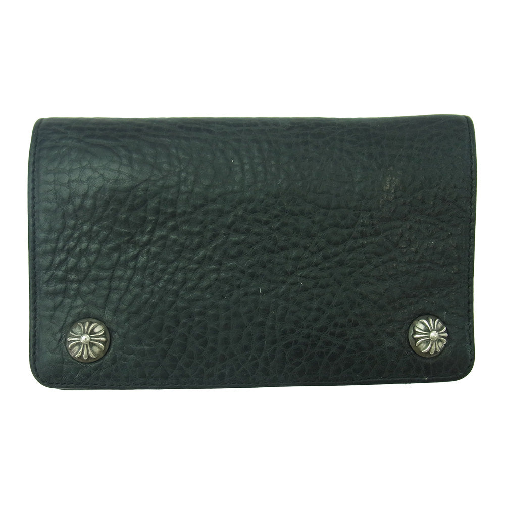 CHROME HEARTS クロムハーツ（原本無） 1ZIP クロスボール 1ジップ レザー ウォレット 財布 ブラック系【中古】