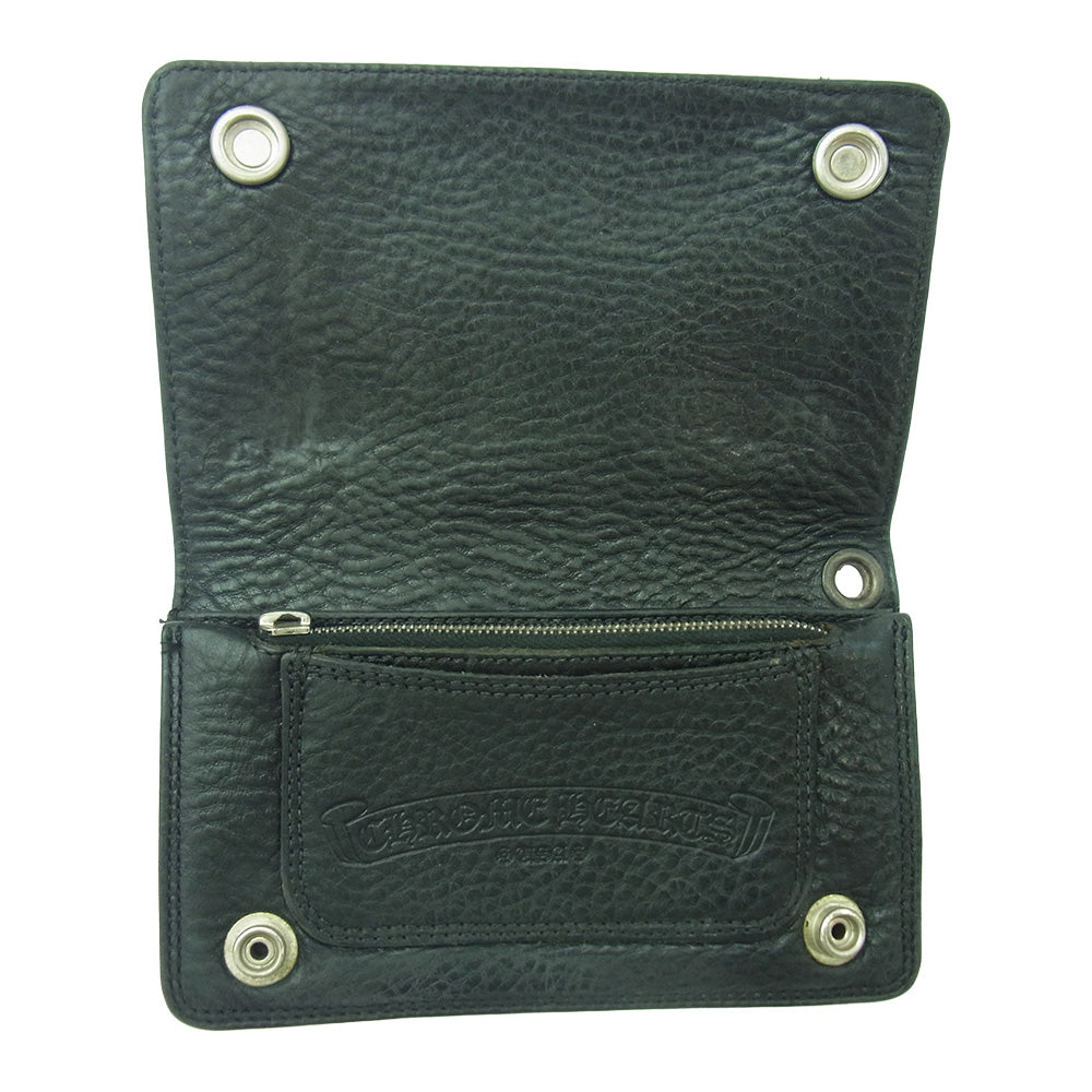 CHROME HEARTS クロムハーツ（原本無） 1ZIP クロスボール 1ジップ レザー ウォレット 財布 ブラック系【中古】